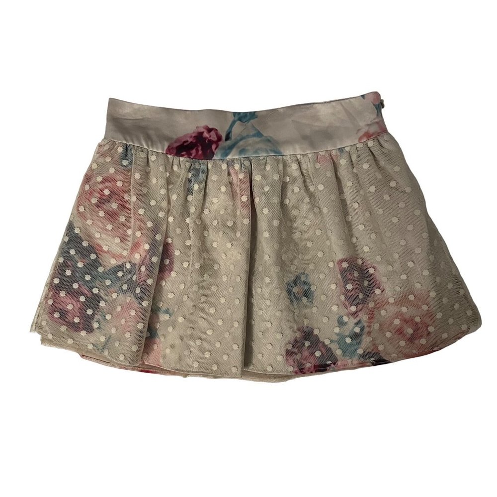 Mia Joy Joyfolie 3 3T Skirt Mesh Dot Sheer Overlay Cottage Rose Satin Floral